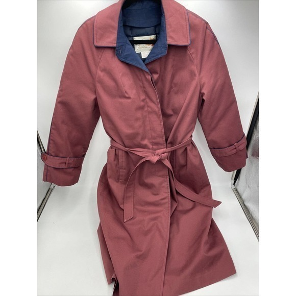 Vintage Sport Ease Fashions Goose Down Trench Coat Maroon Made in Canada Size 14 - Picture 1 of 16